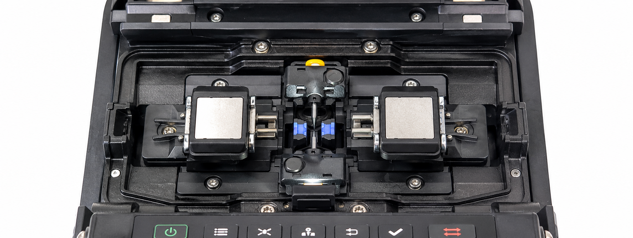 Close-up of fusion splicer device